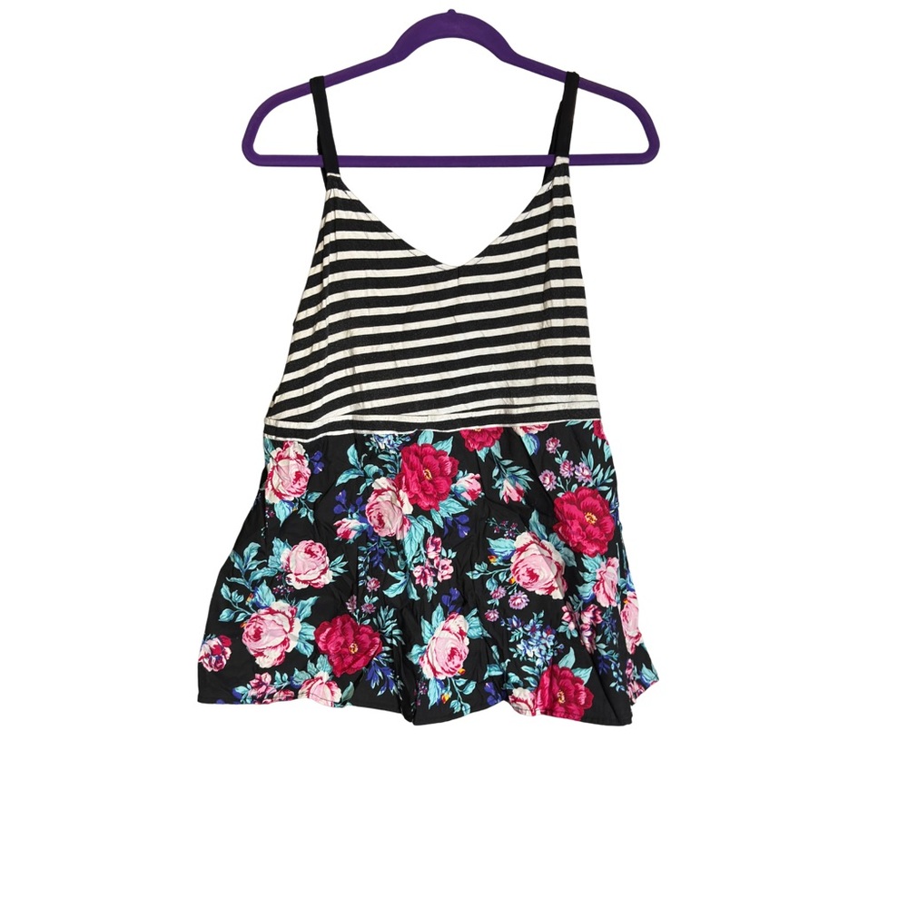 Torrid Striped Floral Tank Top (0346)
